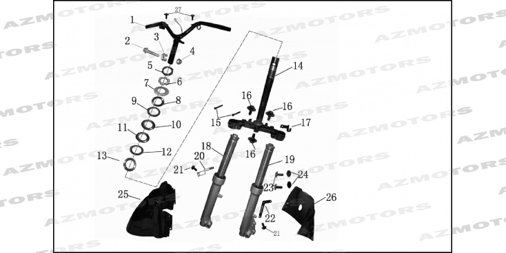 GUIDON_COLONNE_FOURCHE MASH Pieces MASH SIXTY FOUR 50 4T (2013-2014)