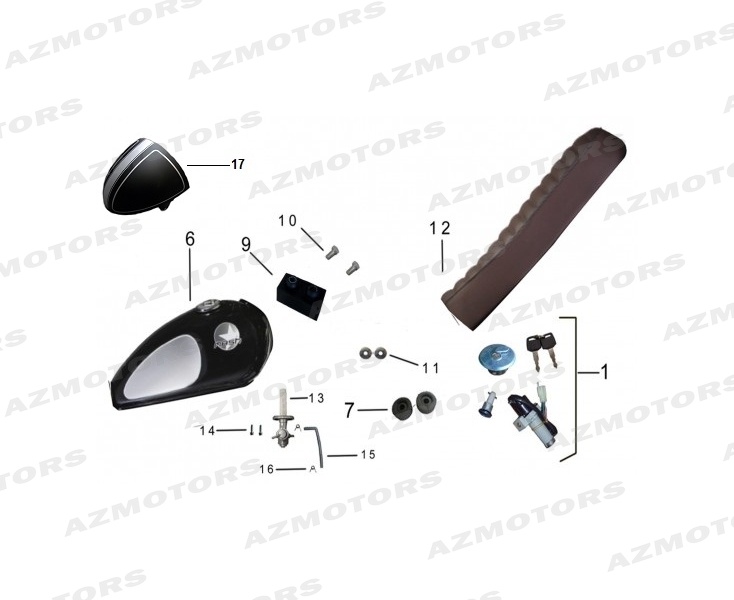 KIT SERRURES   2-50 E3 (Mash) pour RESERVOIR SELLE JEU DE SERRURE de MASH TWO FIFTY 250 2014 2016