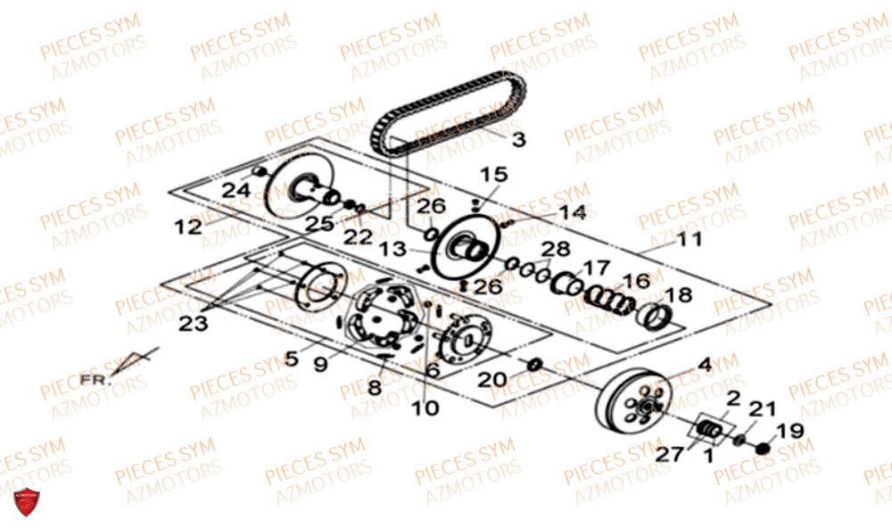 Embrayage SYM Pièces MAXSYM 600 I ABS EXECUTIVE EURO 4 - LX60A3-EU et LX60A4-EU (2017-2020)