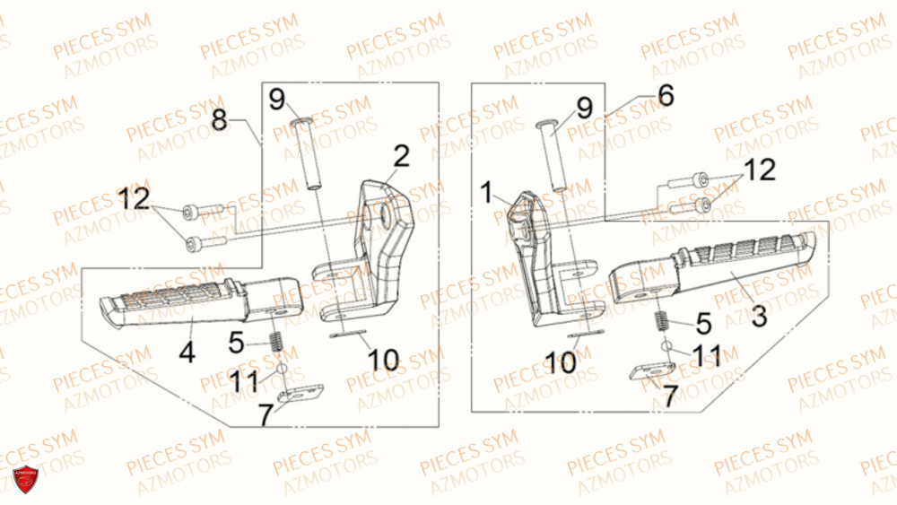 Cale Pieds SYM Pièces MAXSYM TL 500 - TL47W1-EU (2019)