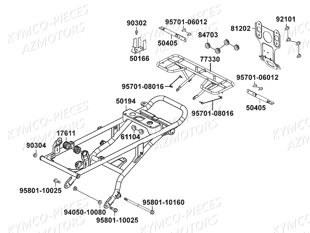 Boucle Arriere Porte Paquet KYMCO Pièces MAXXER 250 SE EURO2 (LA50AF)