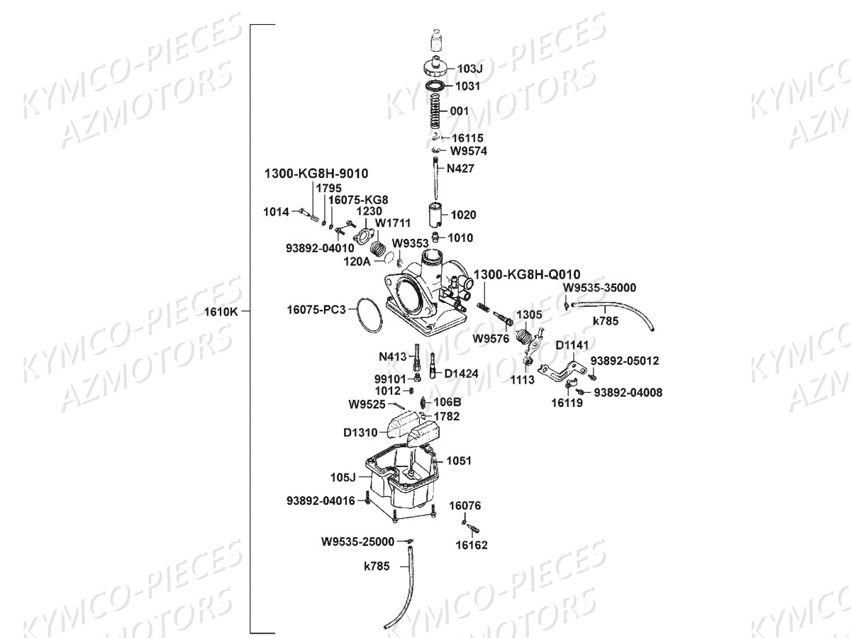 Carburation KYMCO Pièces MAXXER 250 SE EURO2 (LA50AF)