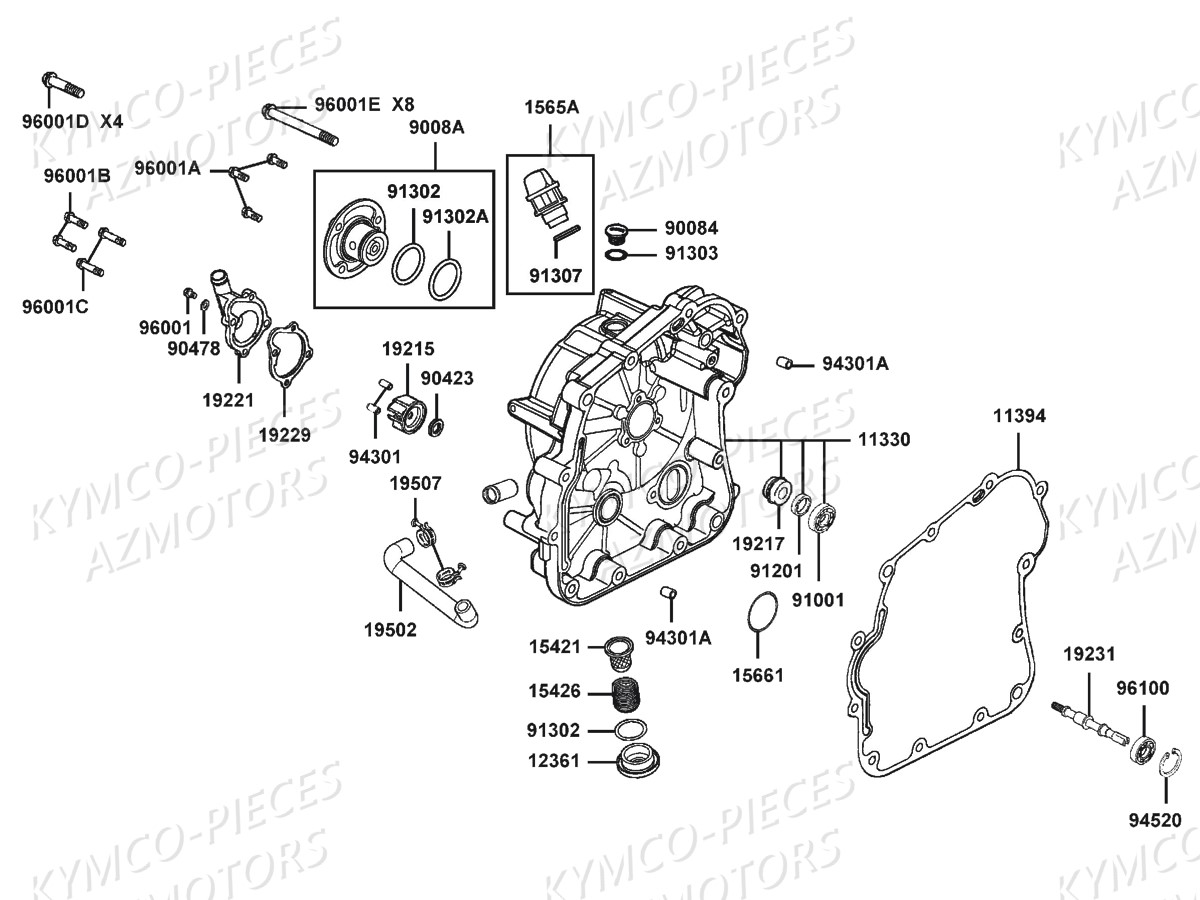 CARTER-DROIT-POMPE-A-EAU pour MAXXER-250-SE