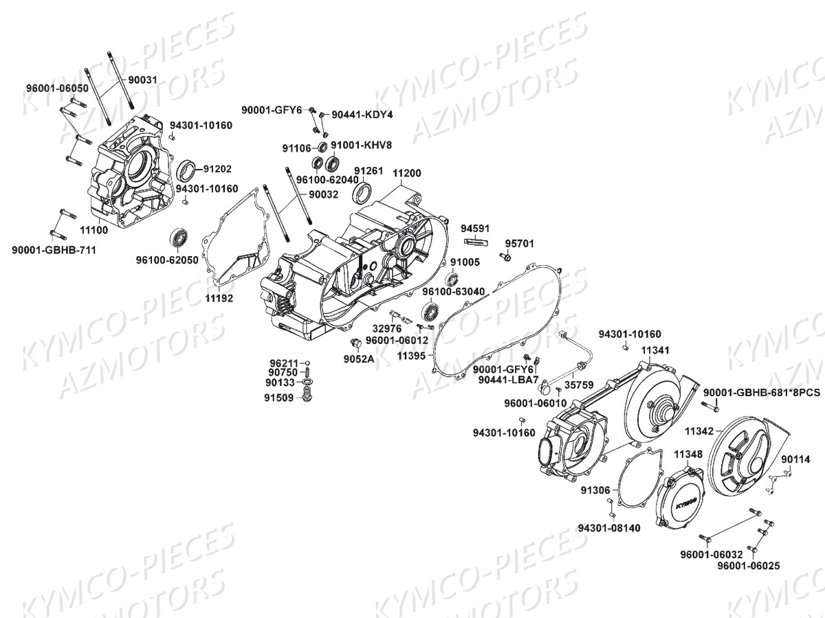 Carters Moteur KYMCO Pièces MAXXER 250 SE EURO2 (LA50AF)