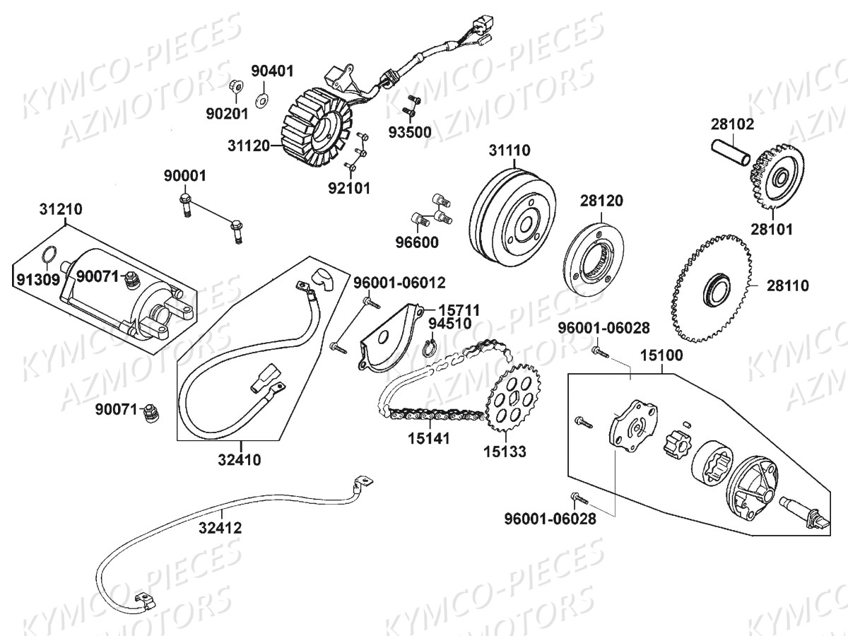 Demarreur Allumage KYMCO Pièces MAXXER 250 SE EURO2 (LA50AF)