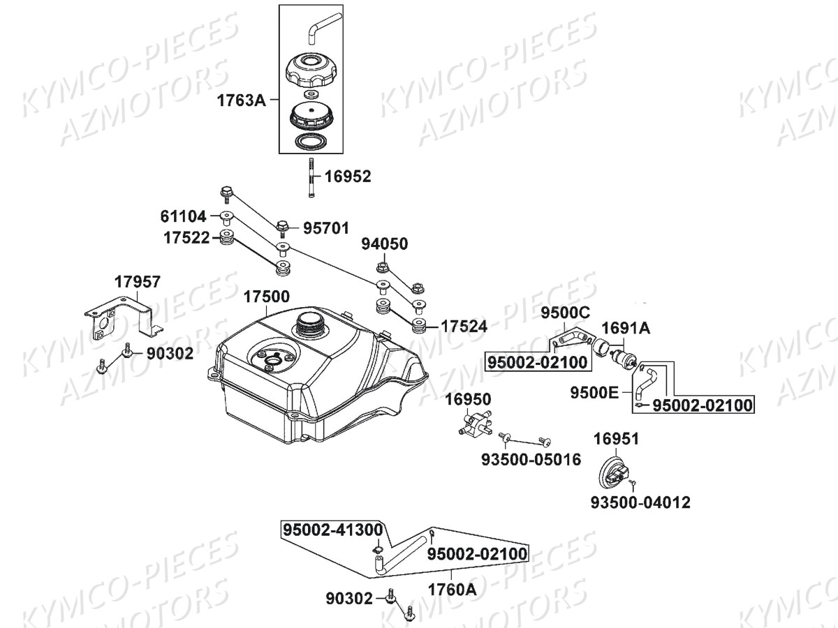 Reservoir A Carburant KYMCO Pièces MAXXER 250 SE EURO2 (LA50AF)