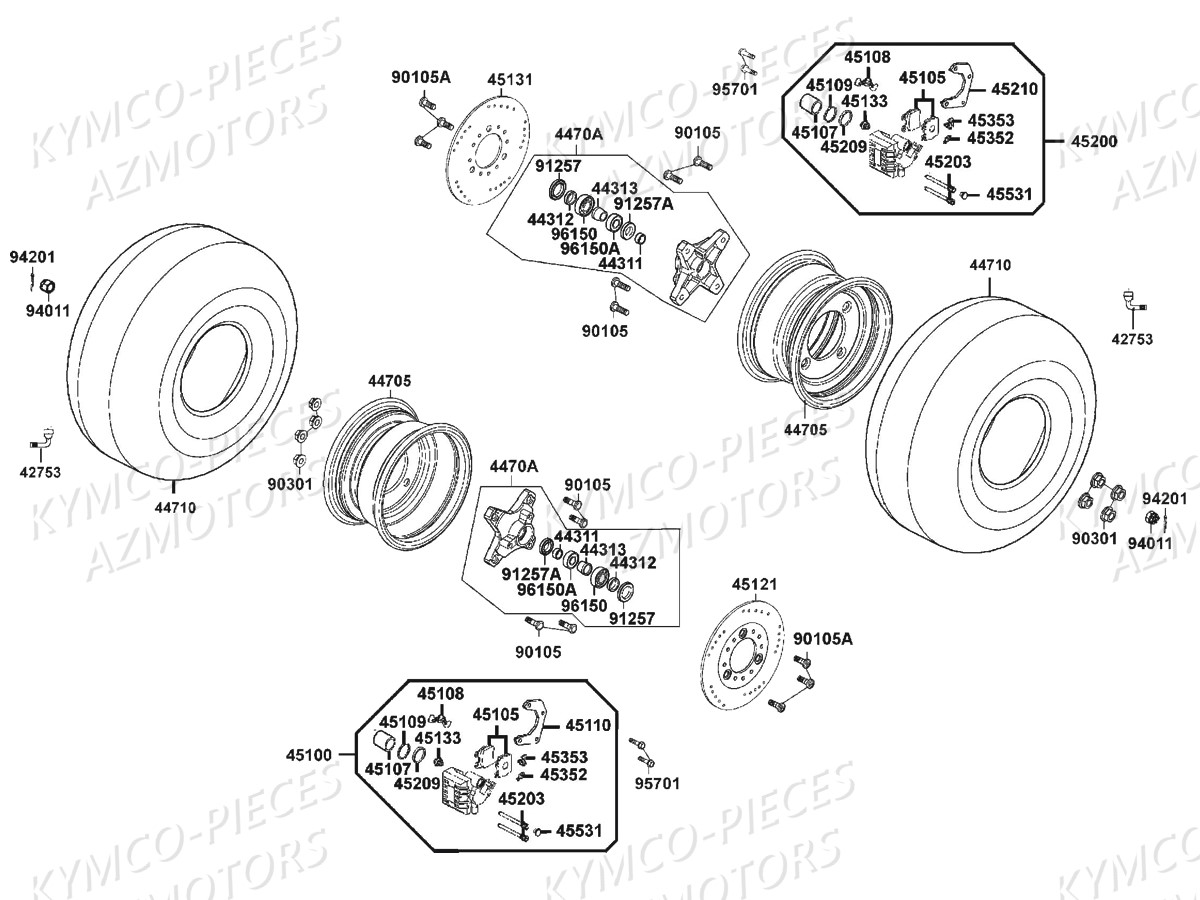 JEU DE 2 MOYEU DE ROUE AVANT RENFORCE(Promo) pour ROUES-AVANT de MAXXER-250-SE