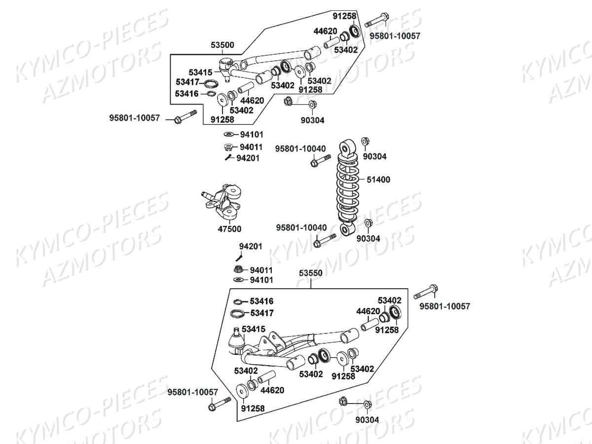 Suspension Avant Gauche KYMCO Pièces MAXXER 250 SE EURO2 (LA50AF)