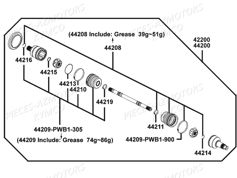 Cardan Detail KYMCO Pièces MAXXER 450I IRS EURO 2 (LC90BD)