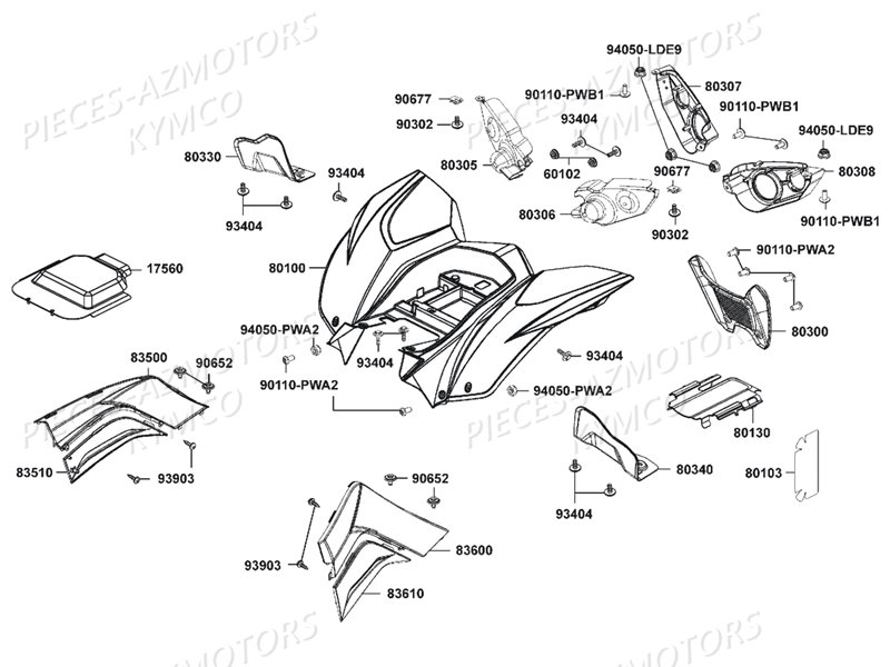 Carenages Arriere KYMCO Pièces MAXXER 450I IRS EURO 2 (LC90BD)