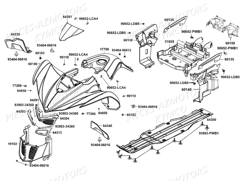 Carenages Avant KYMCO Pièces MAXXER 450I IRS EURO 2 (LC90BD)