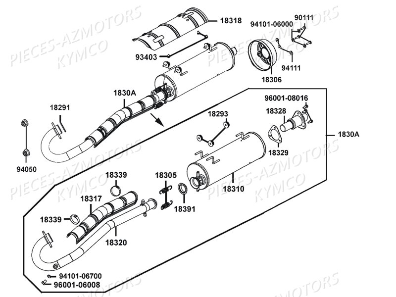 Echappement KYMCO Pièces MAXXER 450I IRS EURO 2 (LC90BD)