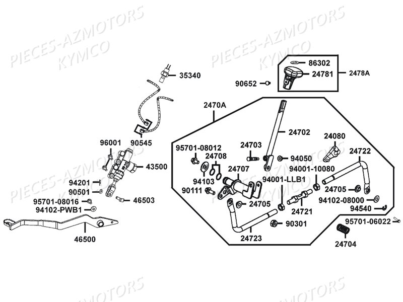 Maitre Cylindre Arriere Selection KYMCO Pièces MAXXER 450I IRS EURO 2 (LC90BD)