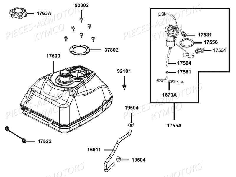 Reservoir A Carburant KYMCO Pièces MAXXER 450I IRS EURO 2 (LC90BD)