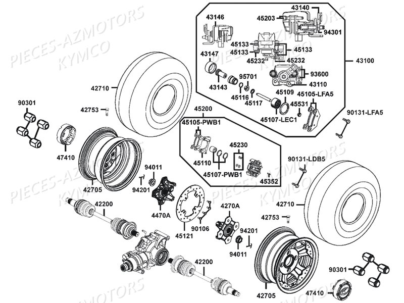 ROUES_ARRIERE KYMCO Pièces Quad Kymco MAXXER 450 I