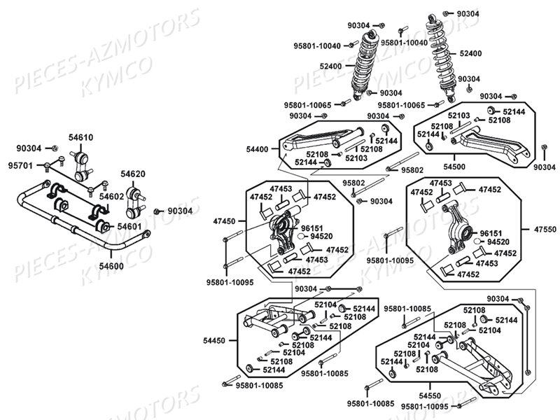 Suspension Arriere KYMCO Pièces MAXXER 450I IRS EURO 2 (LC90BD)