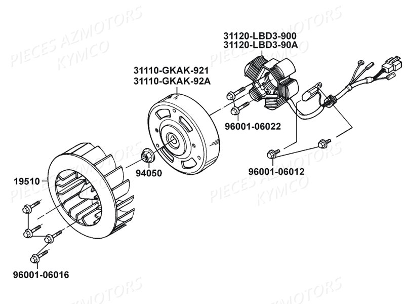 Allumage KYMCO Pieces MAXXER 50 S 2T N.H (LA10FD)