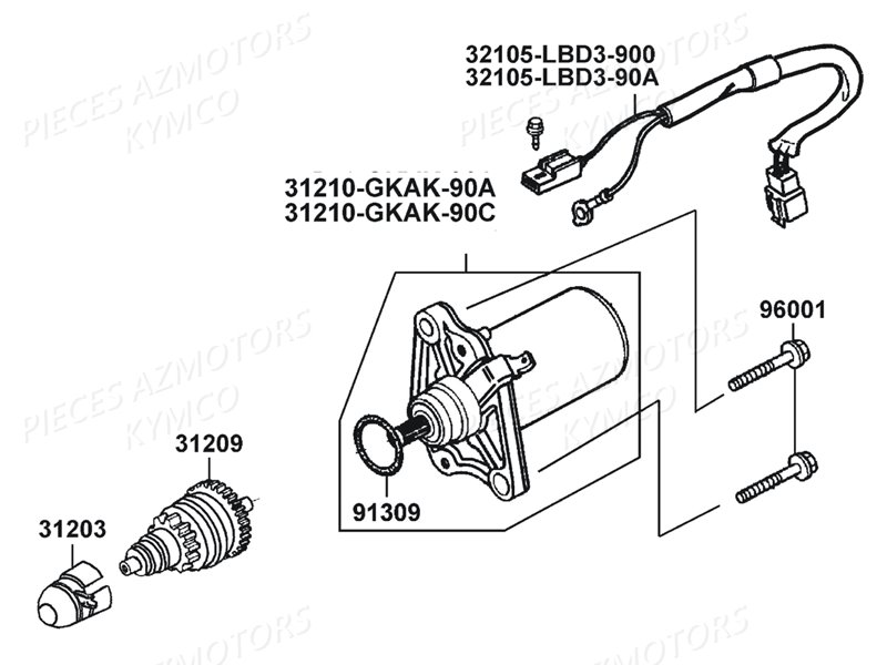 Demarreur KYMCO Pieces MAXXER 50 S 2T N.H (LA10FD)