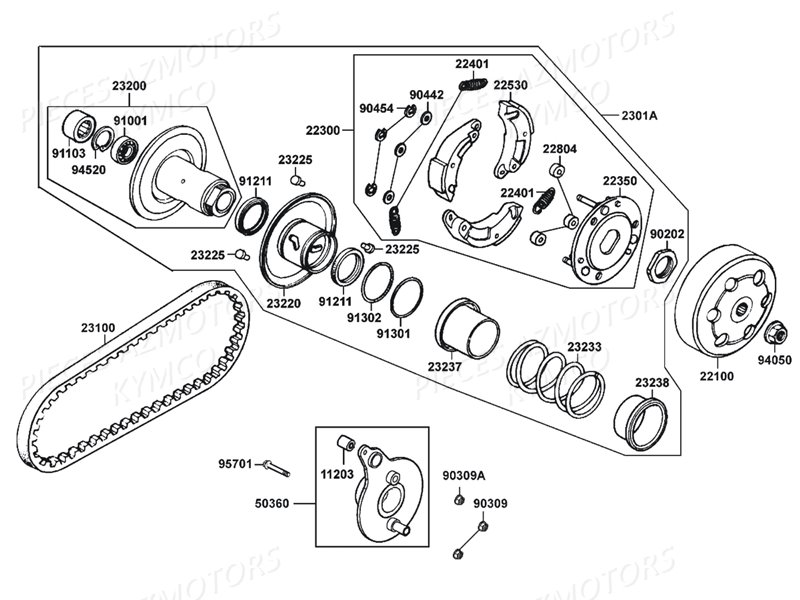 Embrayage KYMCO Pieces MAXXER 50 S 2T N.H (LA10FD)