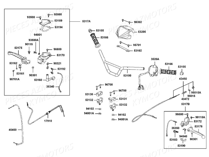 Guidon KYMCO Pieces MAXXER 50 S 2T N.H (LA10FD)