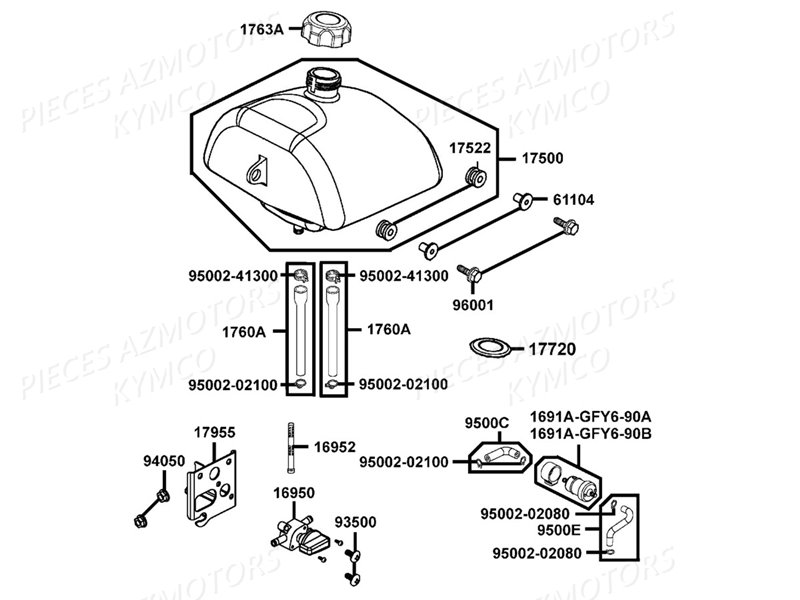 Reservoir A Carburant KYMCO Pieces MAXXER 50 S 2T N.H (LA10FD)