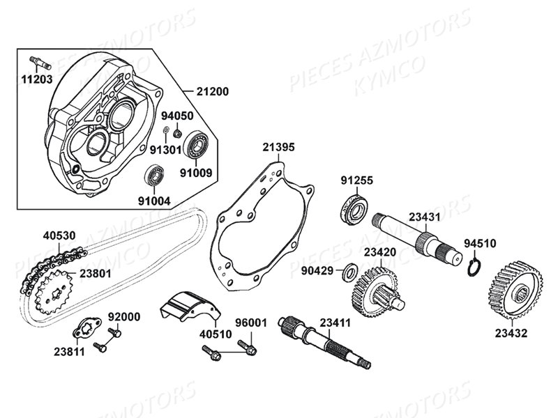 Transmission KYMCO Pieces MAXXER 50 S 2T N.H (LA10FD)