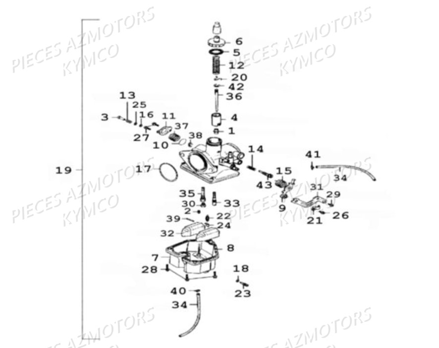 Carburateur KYMCO Pièces MAXXER 300 4T EURO II (LA60BD)