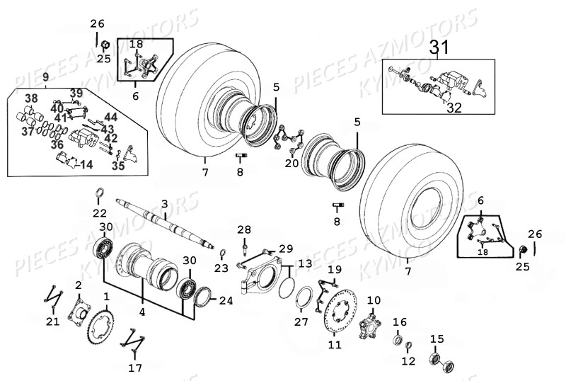 ROUES ARRIERE-VERSION-FREIN-DE-PARKING pour MAXXER 300