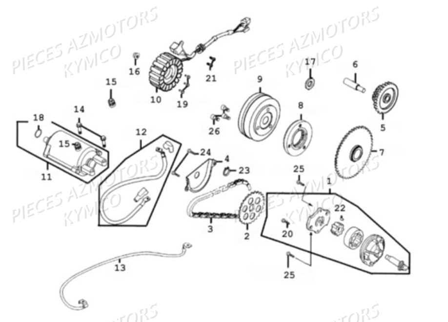 Stator Demarreur KYMCO Pièces MAXXER 300 4T EURO II (LA60BD)