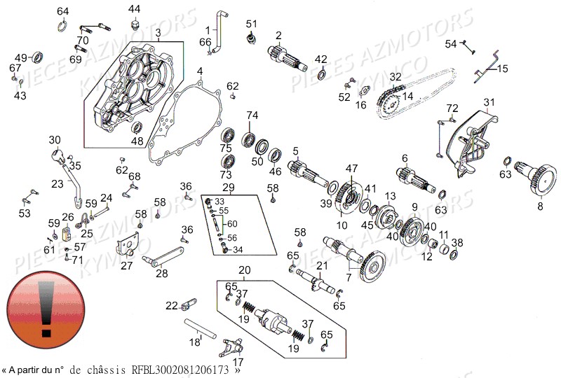 TRANSMISSION-DU-No-SERIE-RFBL__1206173 KYMCO Pièces MAXXER 300 4T EURO II (LA60BD)
(CHASSIS RFBL30020)(CHASSIS RFBL30060)(CHASSIS RFBL30070)