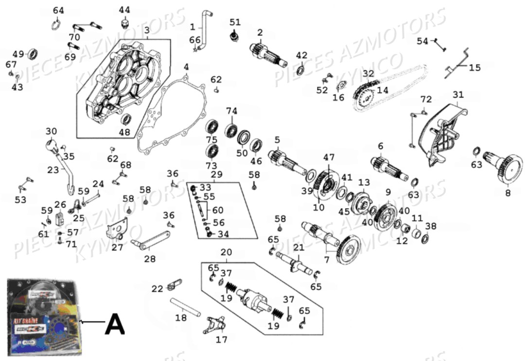 Transmission KYMCO Pièces MAXXER 300 4T EURO II (LA60BD)