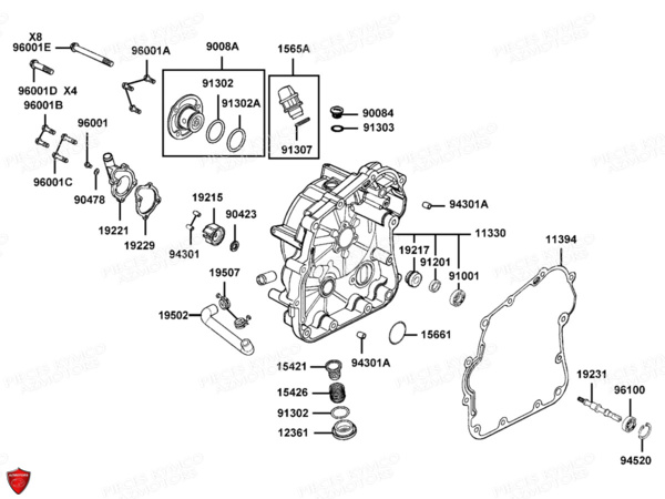 Carter Droit Pompe A Eau KYMCO Pieces MAXXER 300 EVO T3B (LA60PE)