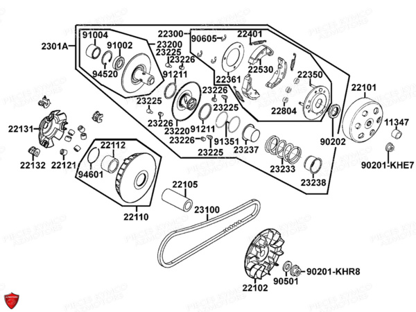 Variateur Embrayage KYMCO Pieces MAXXER 300 EVO T3B (LA60PE)