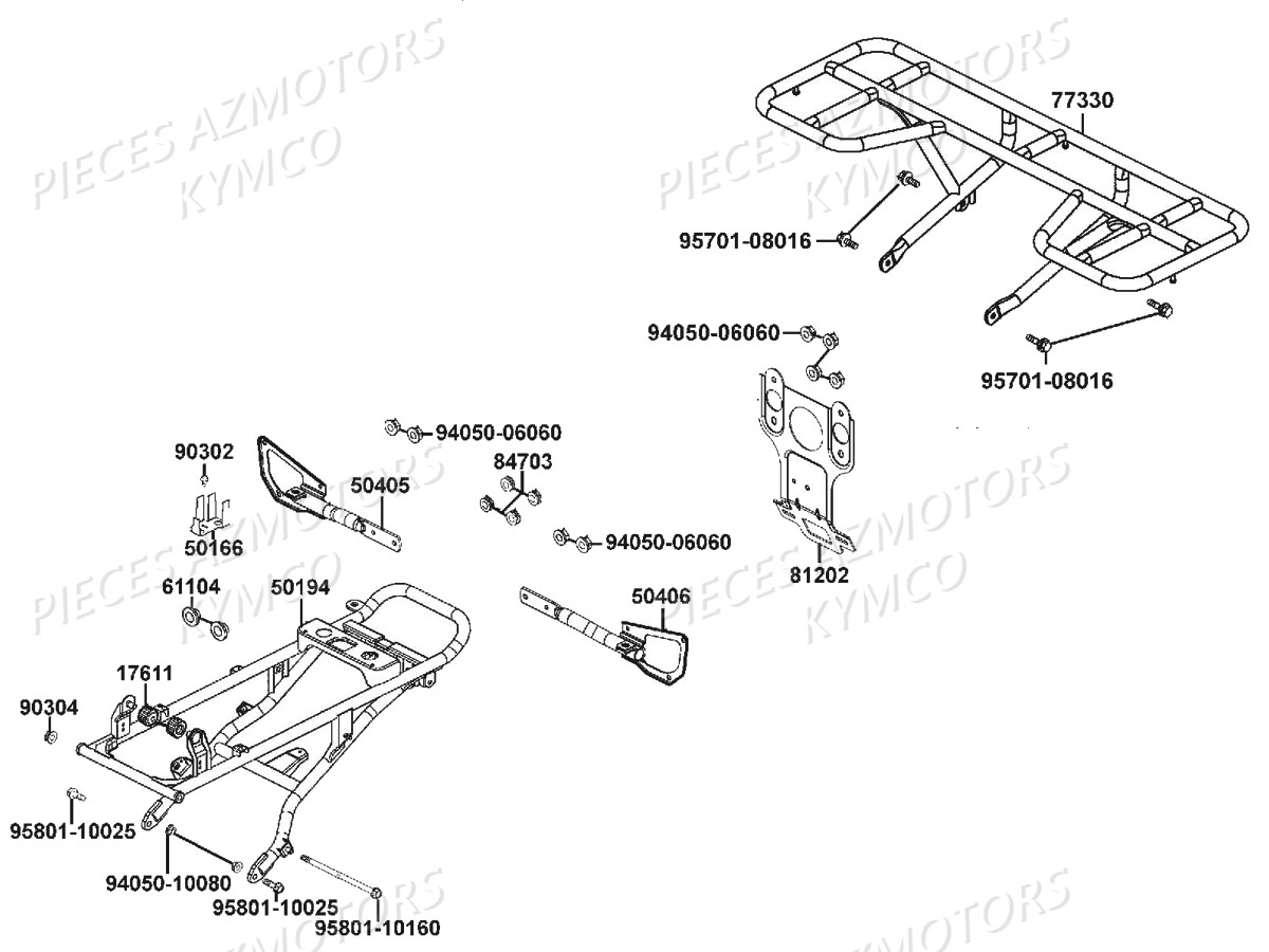 Boucle Arriere Porte Paquets KYMCO Pieces MAXXER 300 SE EURO 2 (LA60FH)