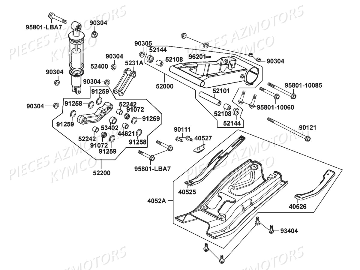 BRAS_OSCILLANT KYMCO Pieces MAXXER 300 SE EURO 2 (LA60FH)