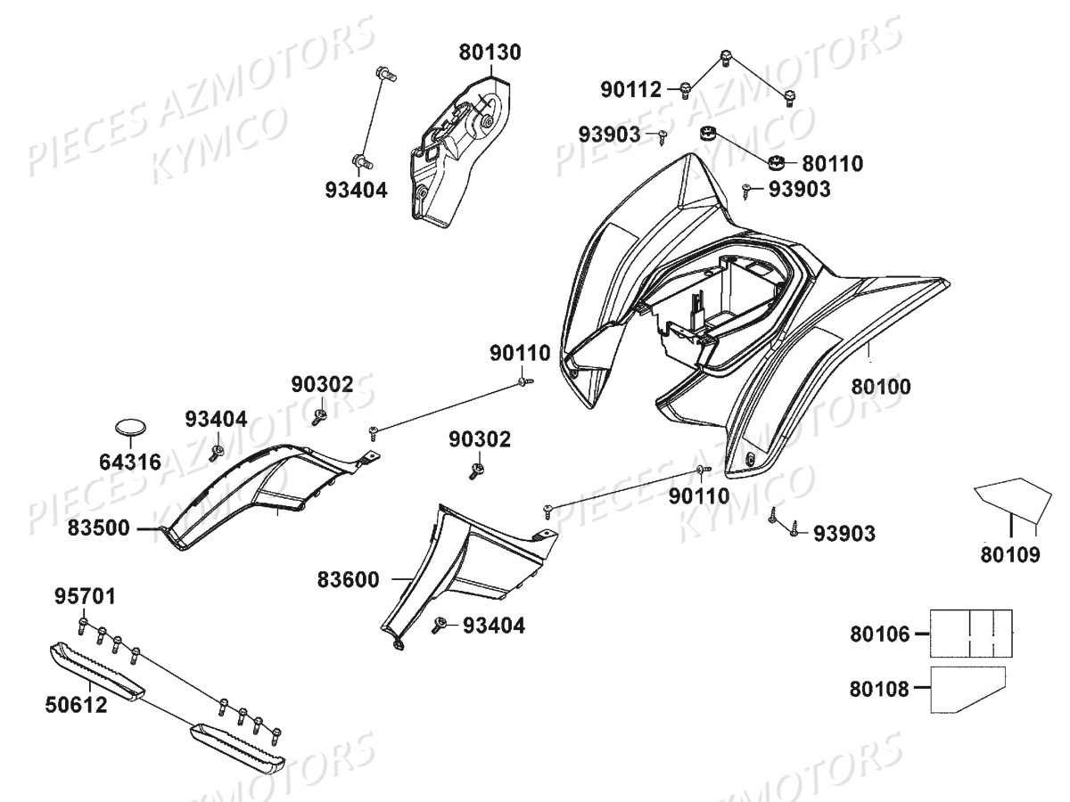 Carenages Arriere KYMCO Pieces MAXXER 300 SE EURO 2 (LA60FH)