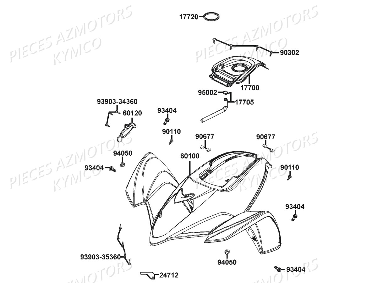 Carenages Avant KYMCO Pieces MAXXER 300 SE EURO 2 (LA60FH)