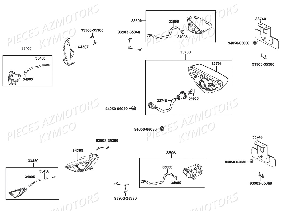 Clignotants Feu Arriere KYMCO Pieces MAXXER 300 SE EURO 2 (LA60FH)