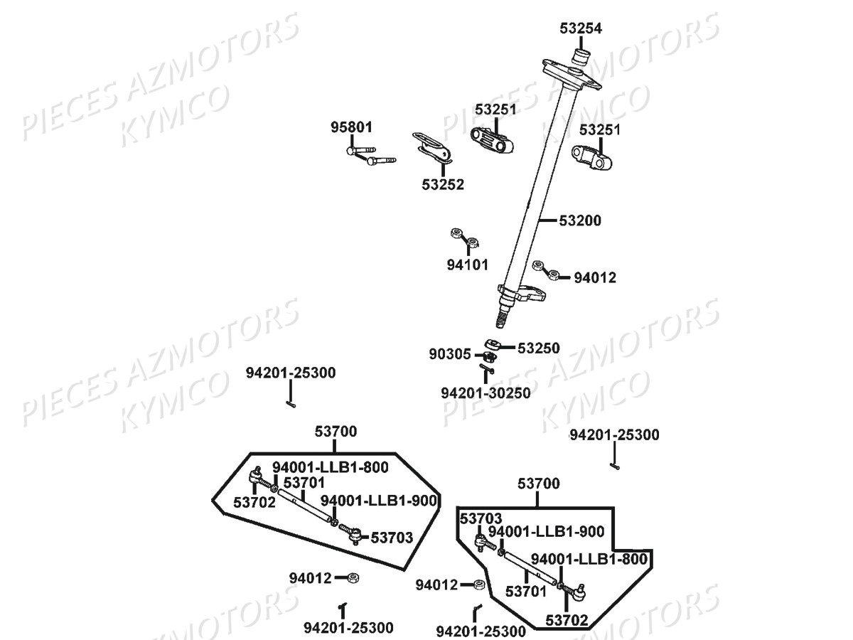 Colonne De Direction KYMCO Pieces MAXXER 300 SE EURO 2 (LA60FH)