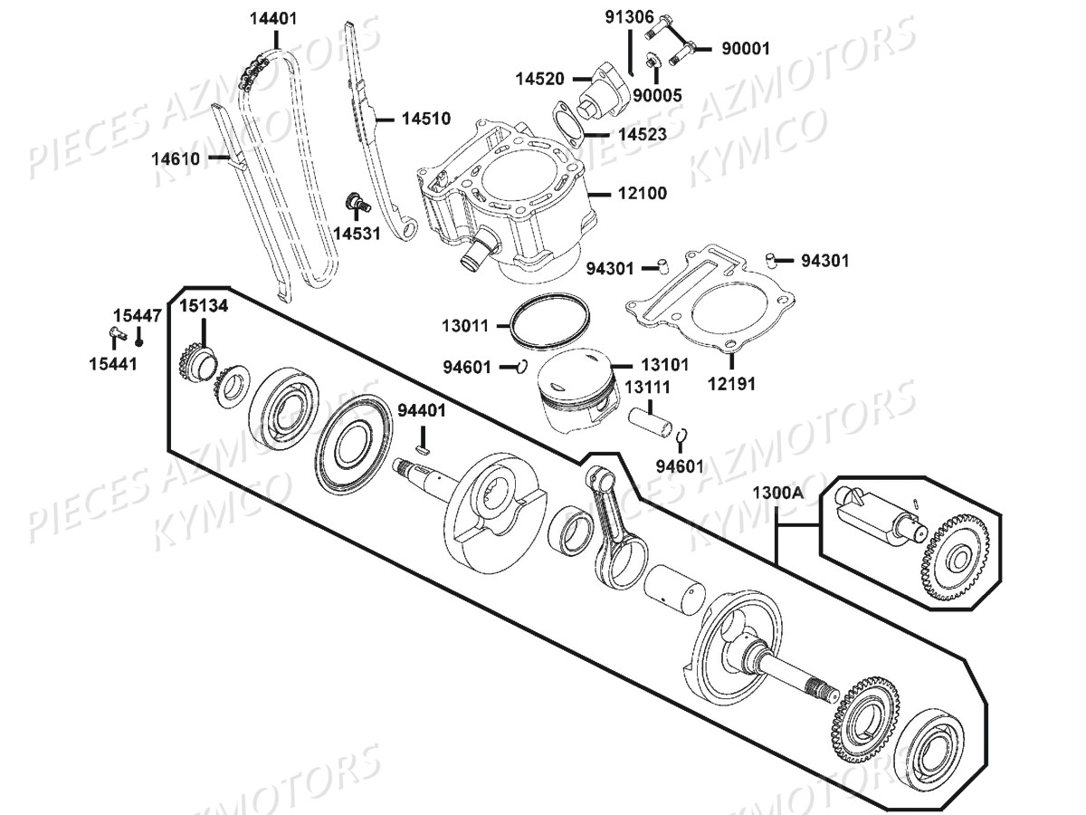 CYLINDRE-PISTON KYMCO Pieces MAXXER 300 SE EURO 2 (LA60FH)