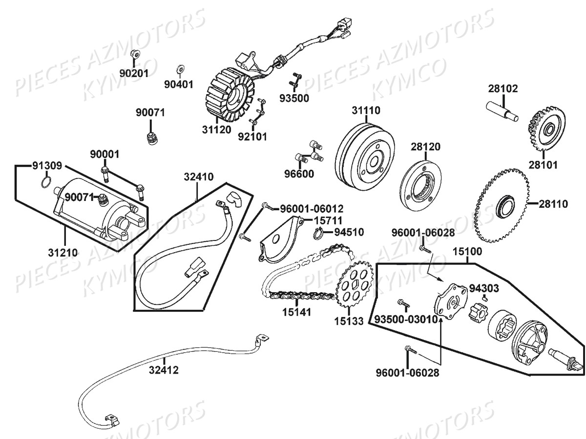 DEMARREUR-ALLUMAGE KYMCO Pieces MAXXER 300 SE EURO 2 (LA60FH)