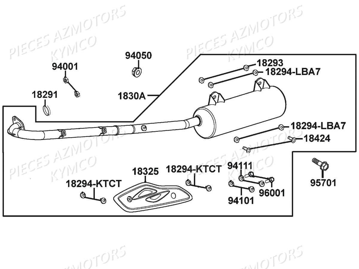 ECHAPPEMENT KYMCO Pieces MAXXER 300 SE EURO 2 (LA60FH)