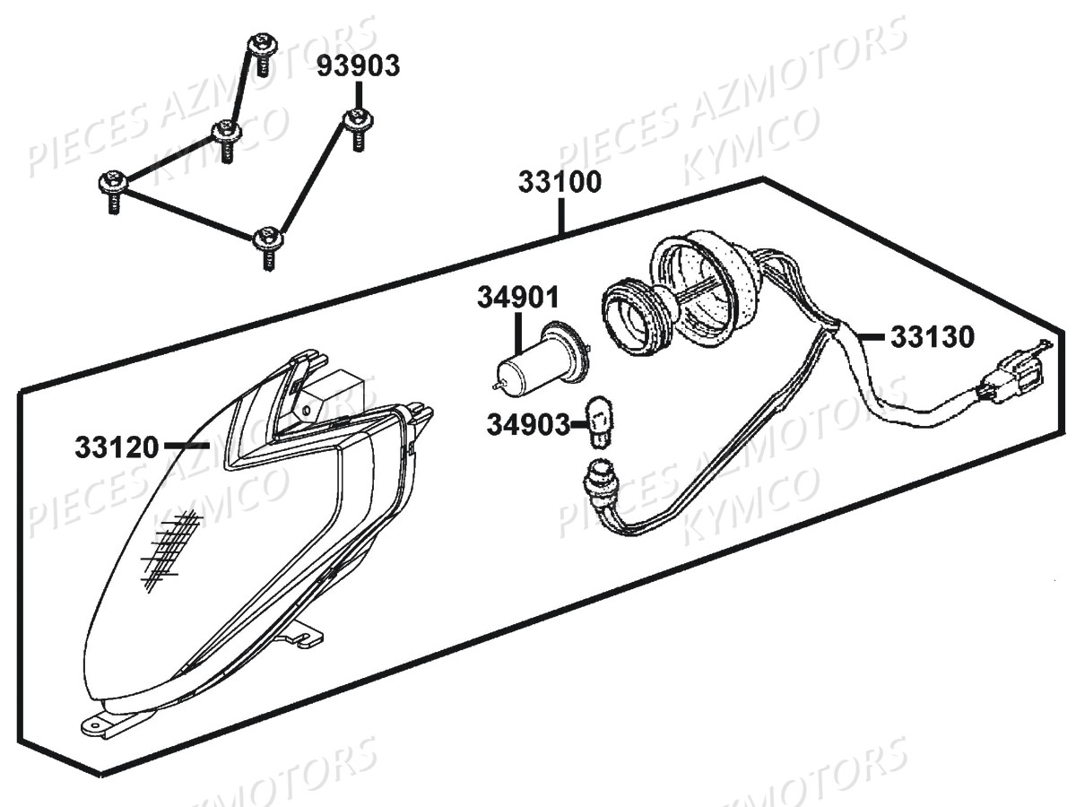 Phare KYMCO Pieces MAXXER 300 SE EURO 2 (LA60FH)