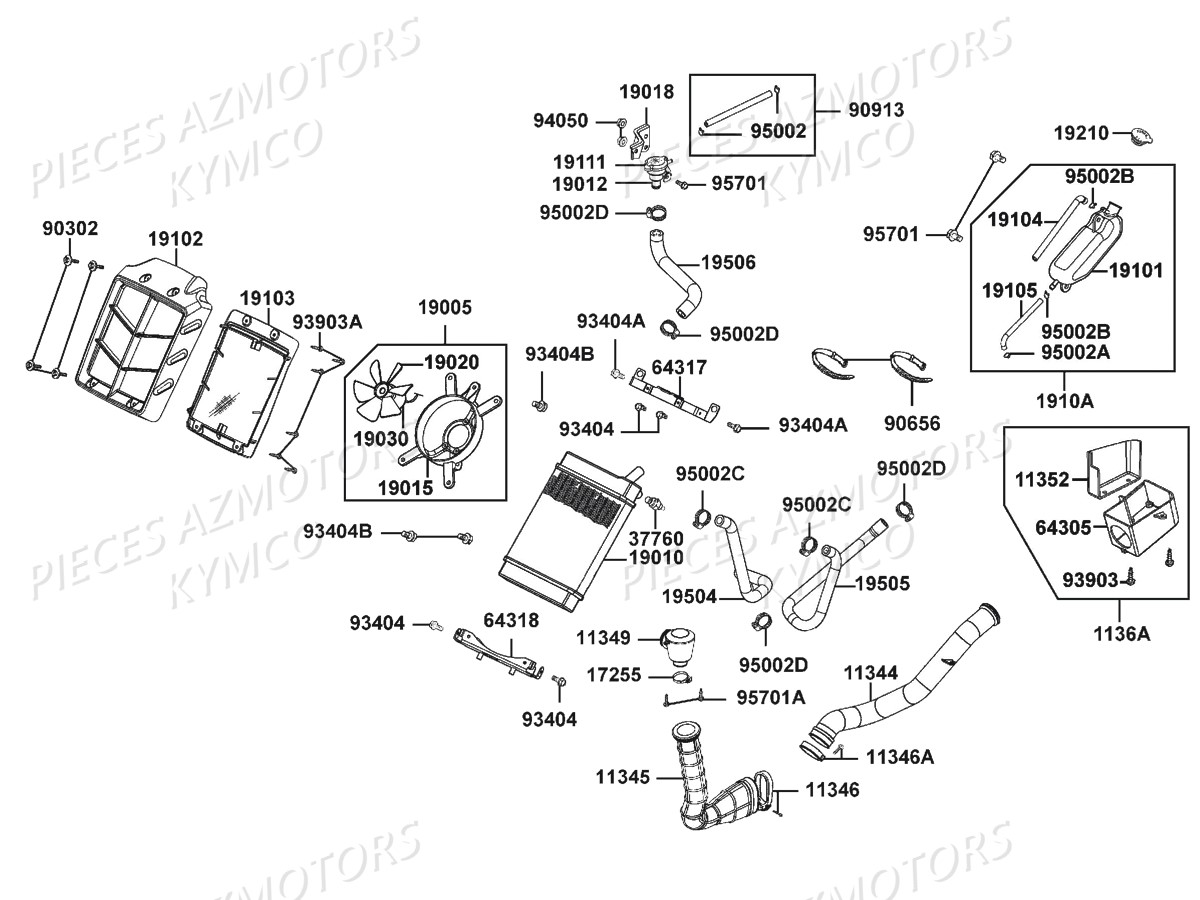 Radiateur Refroidissement KYMCO Pieces MAXXER 300 SE EURO 2 (LA60FH)