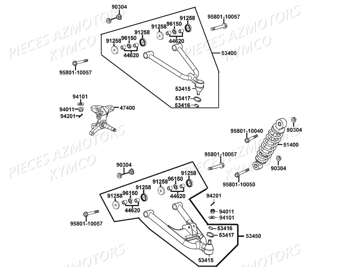 Suspension Avant Droite KYMCO Pieces MAXXER 300 SE EURO 2 (LA60FH)