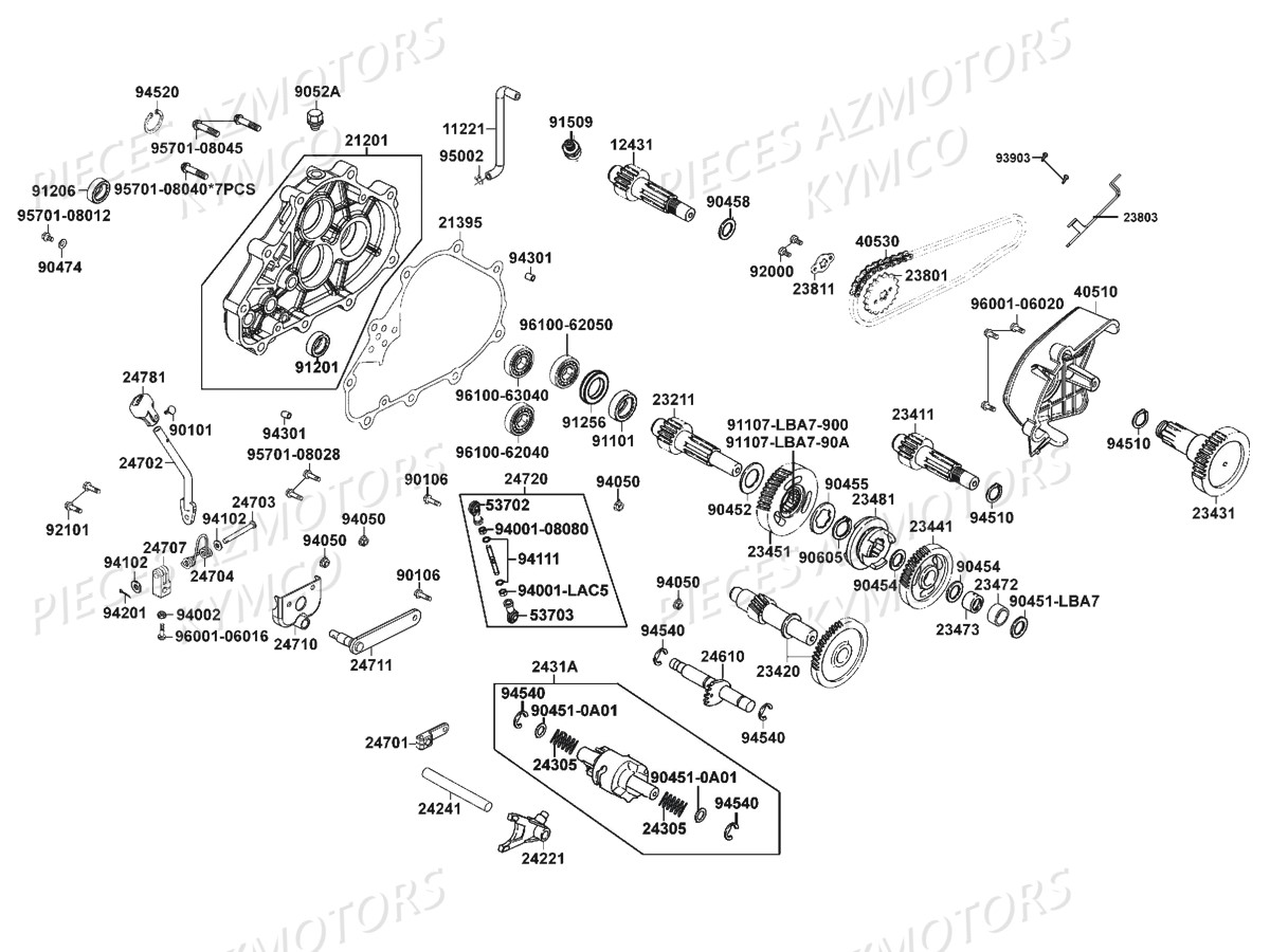 TRANSMISSION-INVERSEUR KYMCO Pieces MAXXER 300 SE EURO 2 (LA60FH)