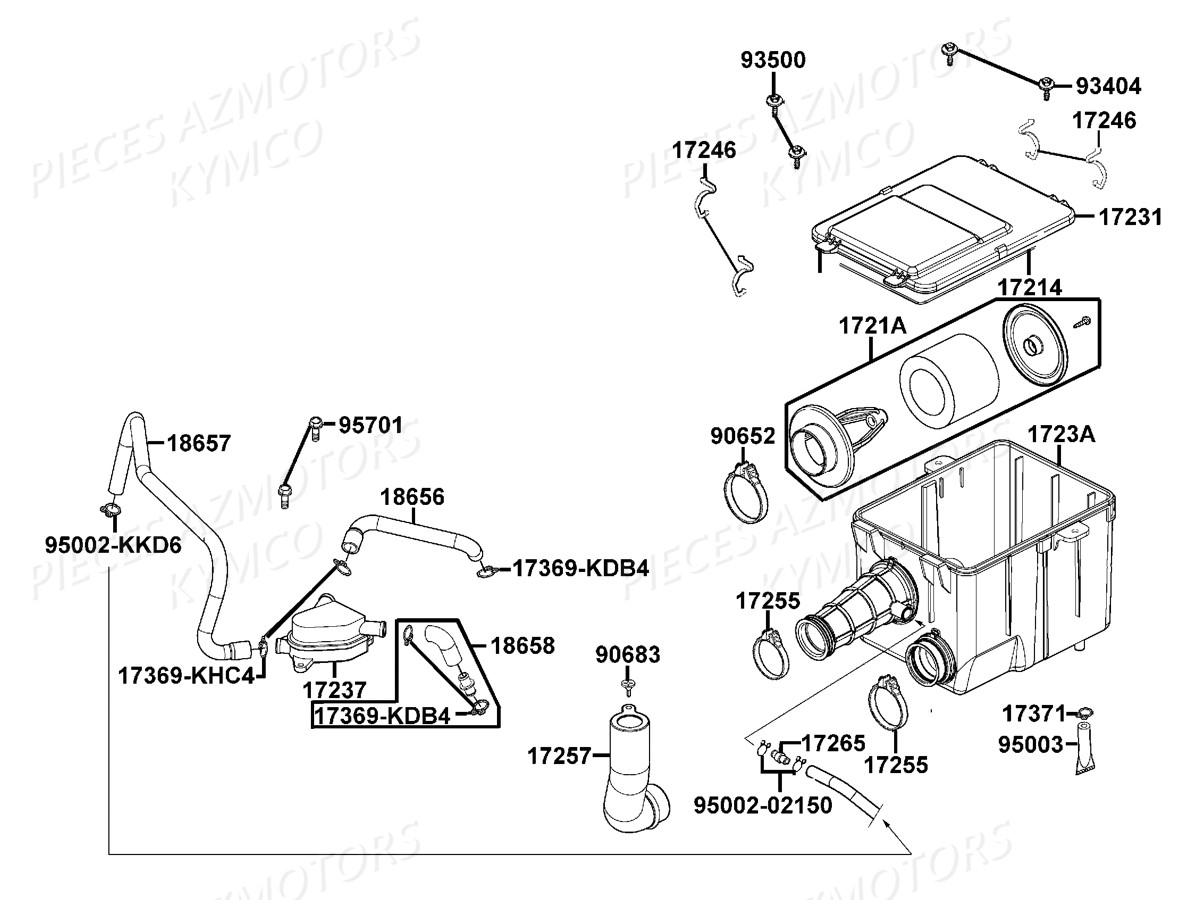 BOITE_A_AIR KYMCO Pieces MAXXER 300 T3B (LA60PD)
(CHASSIS RFBZ700),(CHASSIS RFBZ701)