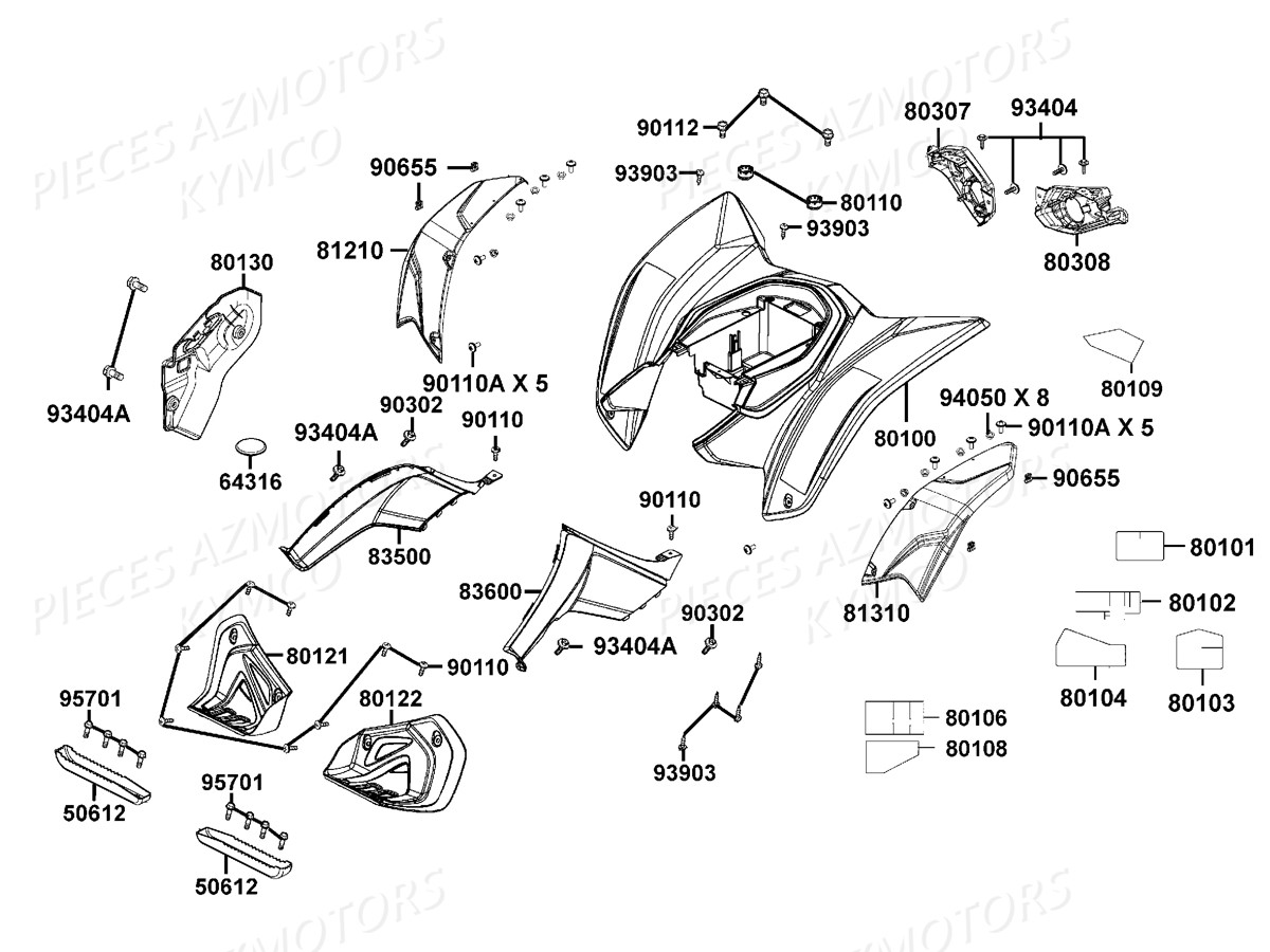 Carenages Arrieres KYMCO Pieces MAXXER 300 T3B (LA60PD)