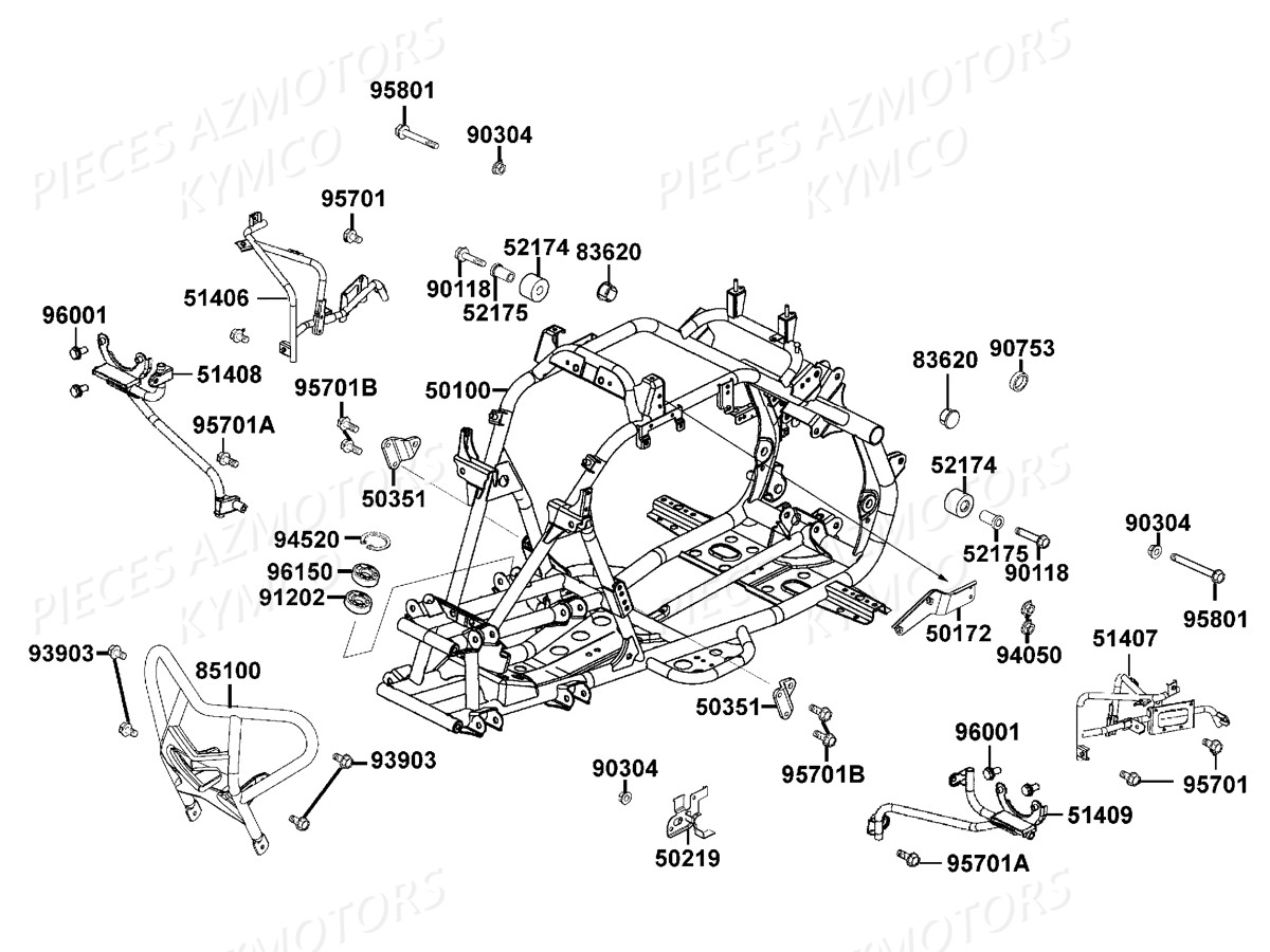 Chassis Porte Paquets KYMCO Pieces MAXXER 300 T3B (LA60PD)