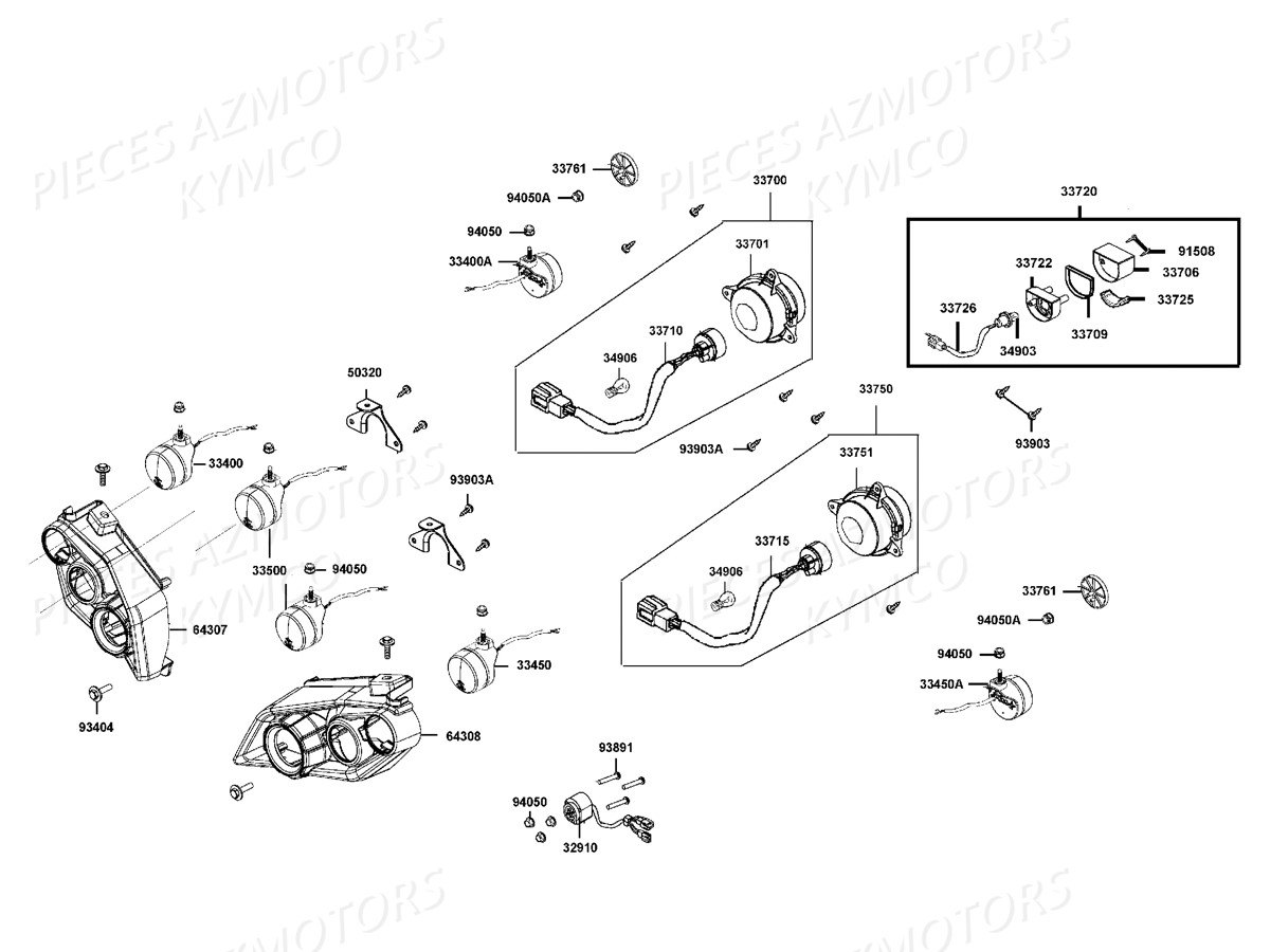 Clignotants Feux Arrieres KYMCO Pieces MAXXER 300 T3B (LA60PD)